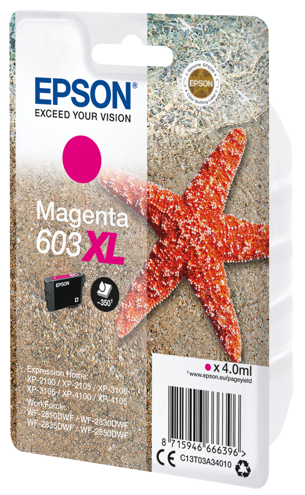 Epson Tintenpatrone C13T03A34010, Magenta, 350 Seiten – für Tintenstrahldrucker und Multifunktionsgeräte