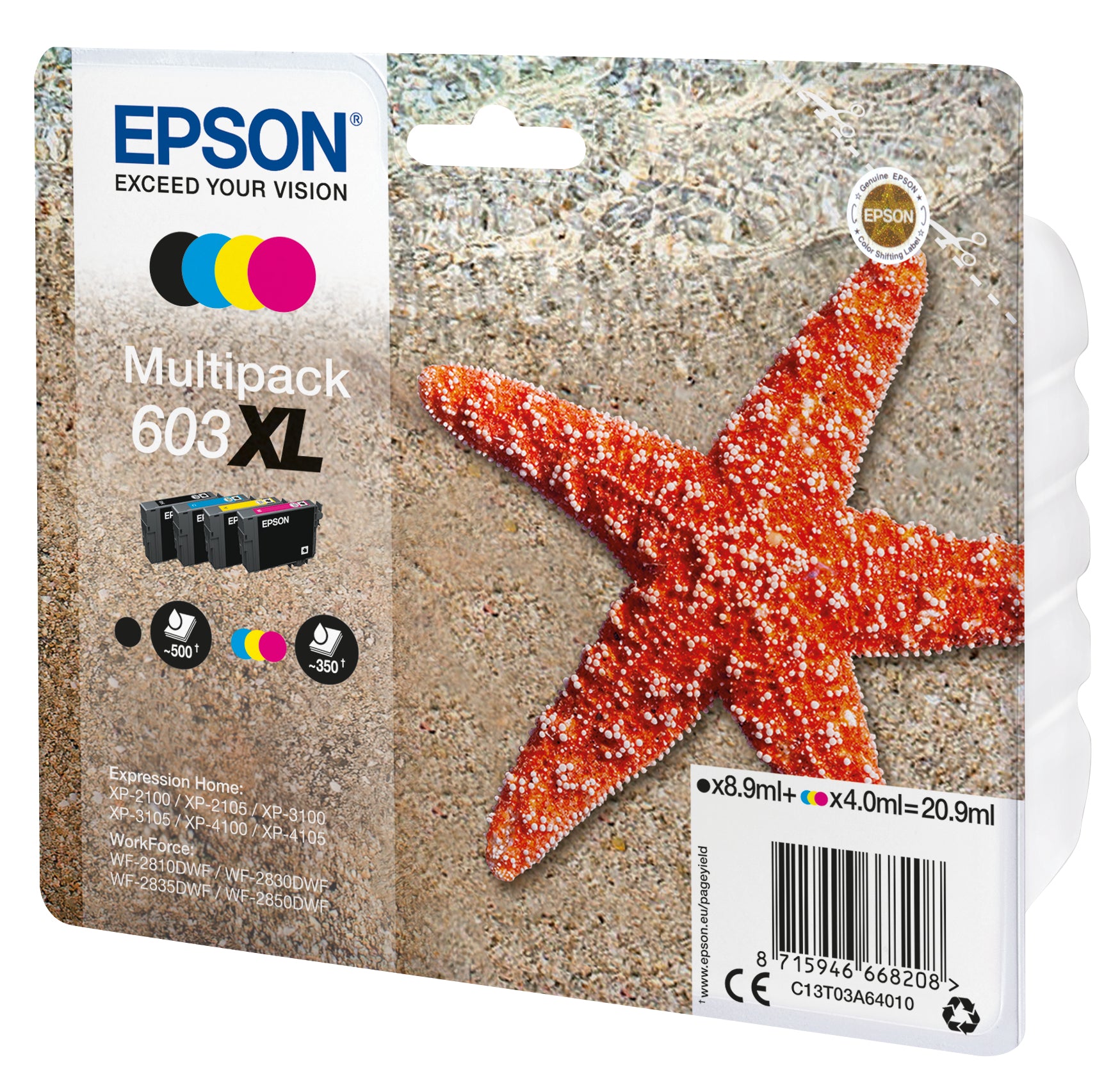 Epson Tintenpatronen-Multipack 603XL, CMYK, XL, 4er-Pack – für Epson Expression/WorkForce-Modelle und andere