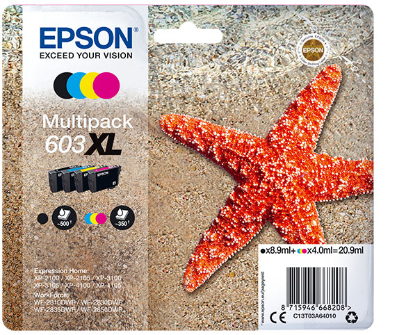 Epson Tintenpatronen-Multipack 603XL, CMYK, XL, 4er-Pack – für Epson Expression/WorkForce-Modelle und andere