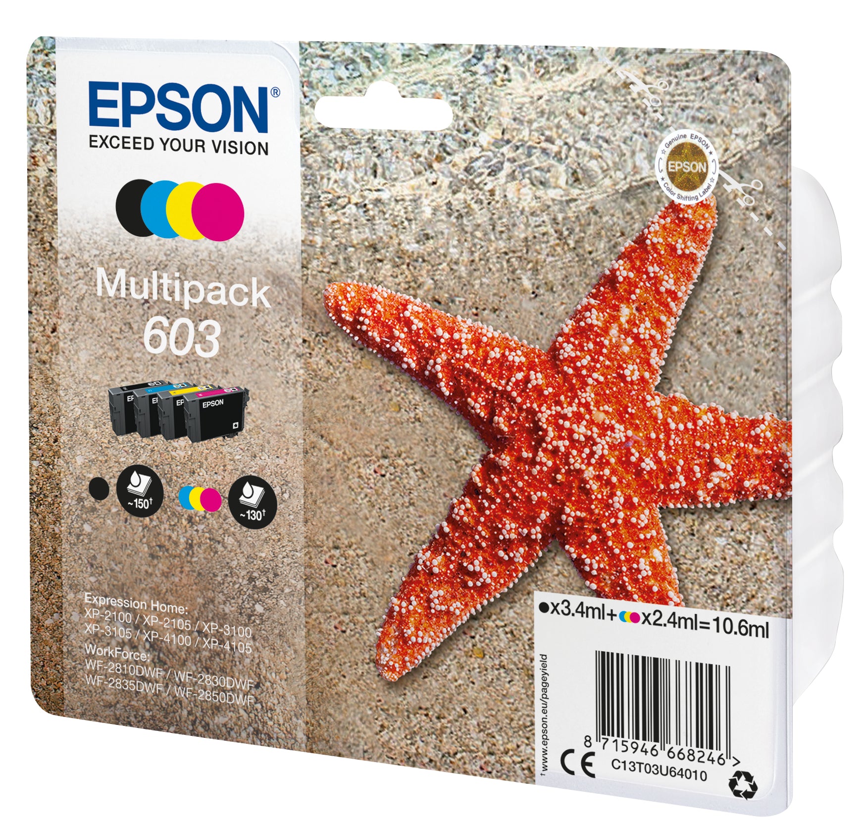 Epson Tintenpatronen-Multipack 603, CMYK, 4er-Pack – für Inkjetdrucker/Multifunktionsgeräte