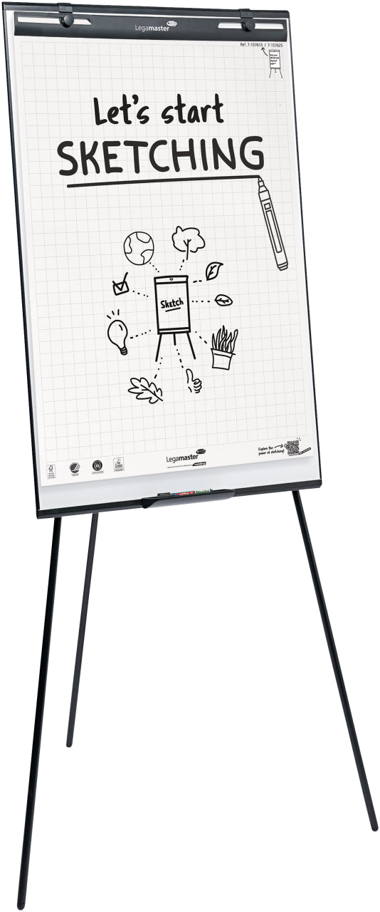 Legamaster Sketch Easy Flipchart Schwarz – Dreibein Stabil, 187 cm