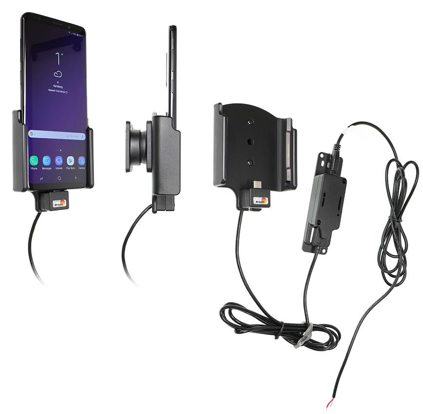 Brodit Auto-Halterung, Lüftung, 360° drehbar, mit 2 A Ladegerät (12/24 V) – für Samsung Galaxy S9+ – Schwarz
