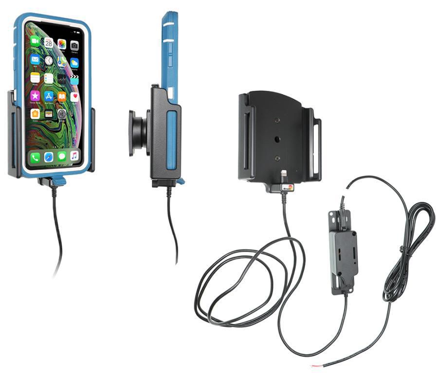 Brodit Autohalterung, Lüftung, 360° drehbar, mit Ladekabel – für iPhone 11 Serie & Xs Max – Schwarz