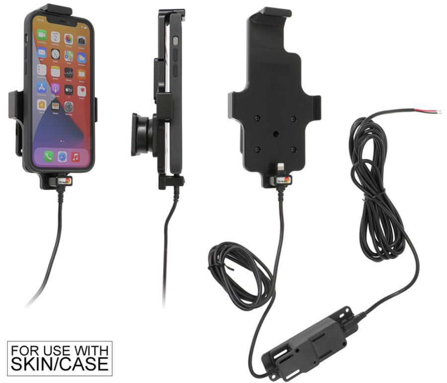 Brodit Auto-Halterung, Lüftung, mit Ladefunktion, 2× USB (QC 3.0, 2,4 A) – für iPhone 11–13, XR – Schwarz
