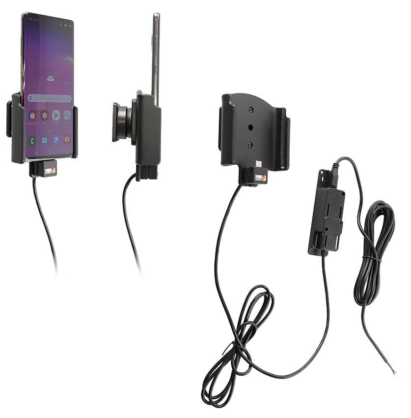 Brodit Auto-Halterung, Schraubbefestigung, mit Ladefunktion 12/24 V – für Samsung Galaxy S10+ – Schwarz