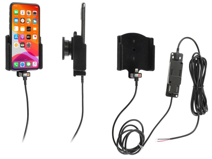 Brodit Auto-Halterung, Autolüftung, 360° drehbar, mit 2 USB-Ports (QC 3.0, 2,4 A) – für iPhone 11 Pro – Schwarz