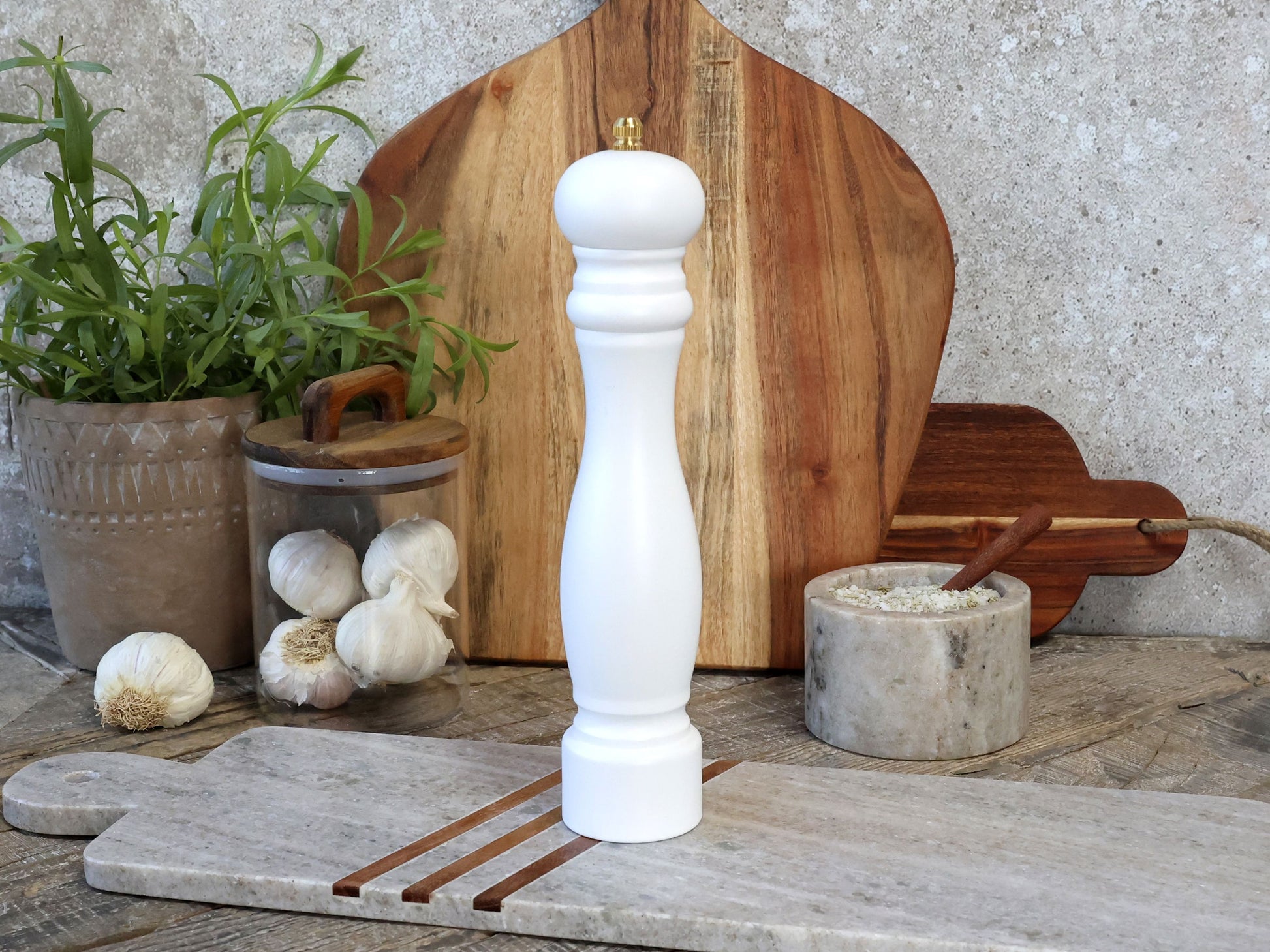 Chic Antique Salz-/Pfeffermühle 26 cm, Bambus, Keramikmahlwerk, Creme