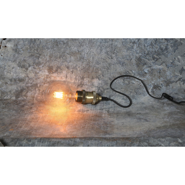 Star Trading Lampenhalter mit Kabel E27, 3,5 m – Gold, schwarzes Textilkabel, IP20 – 1 Stk.