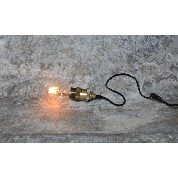Star Trading Lampenhalter mit Kabel E27, 3,5 m – Gold, schwarzes Textilkabel, IP20 – 1 Stk.