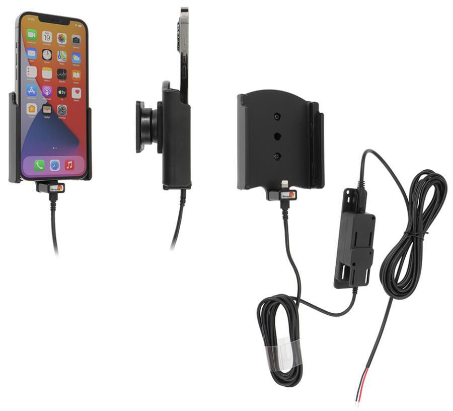 Brodit Auto-Halterung, Lüftung, 2× USB (QC 3.0, 2.4 A), 360° drehbar – für iPhone 12 Pro Max – Schwarz