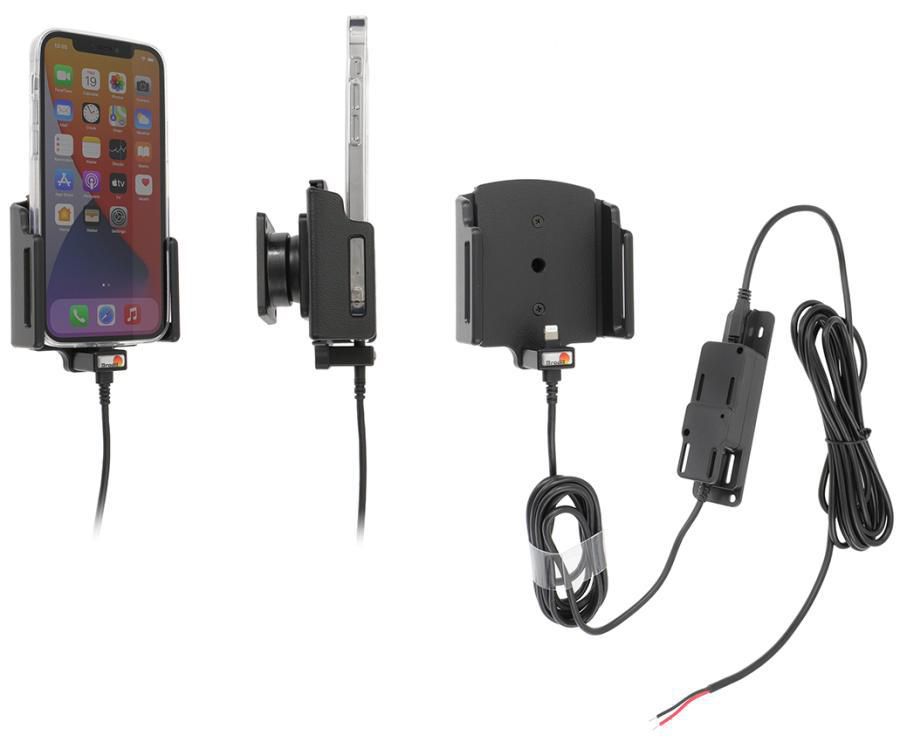 Brodit Auto-Halterung, Lüftung, 360° drehbar, mit 2 USB-Ports – für iPhone 12–13 – Schwarz, ABS