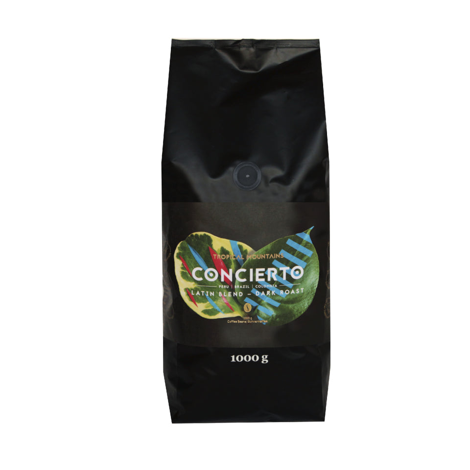 Tropical Mountains Bohnenkaffee Concierto – 1 kg – Arabica/Robusta – Intensität 5/6 – Bio