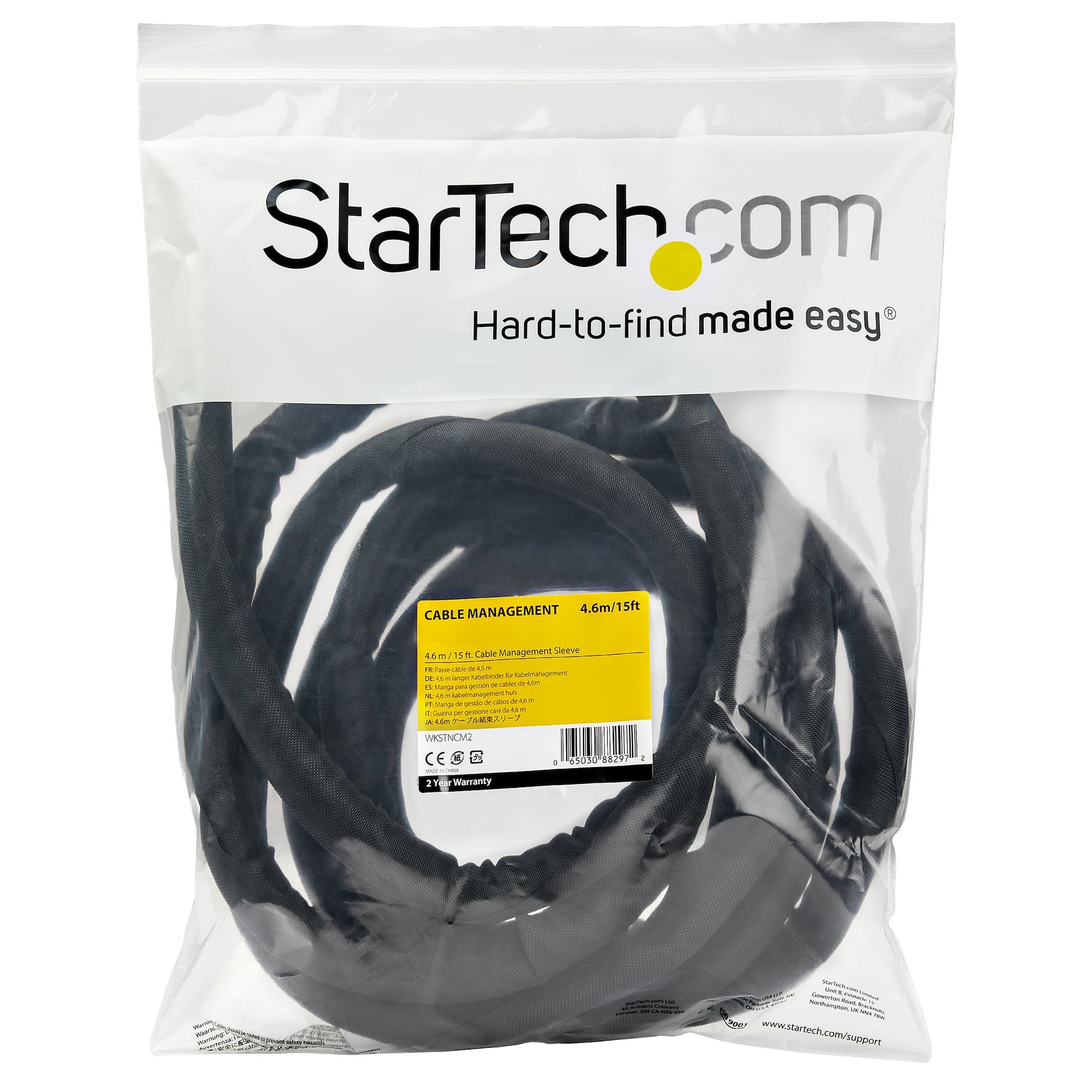 StarTech.com Kabelschlauch, Ø 38 mm, 4,6 m, schwarz