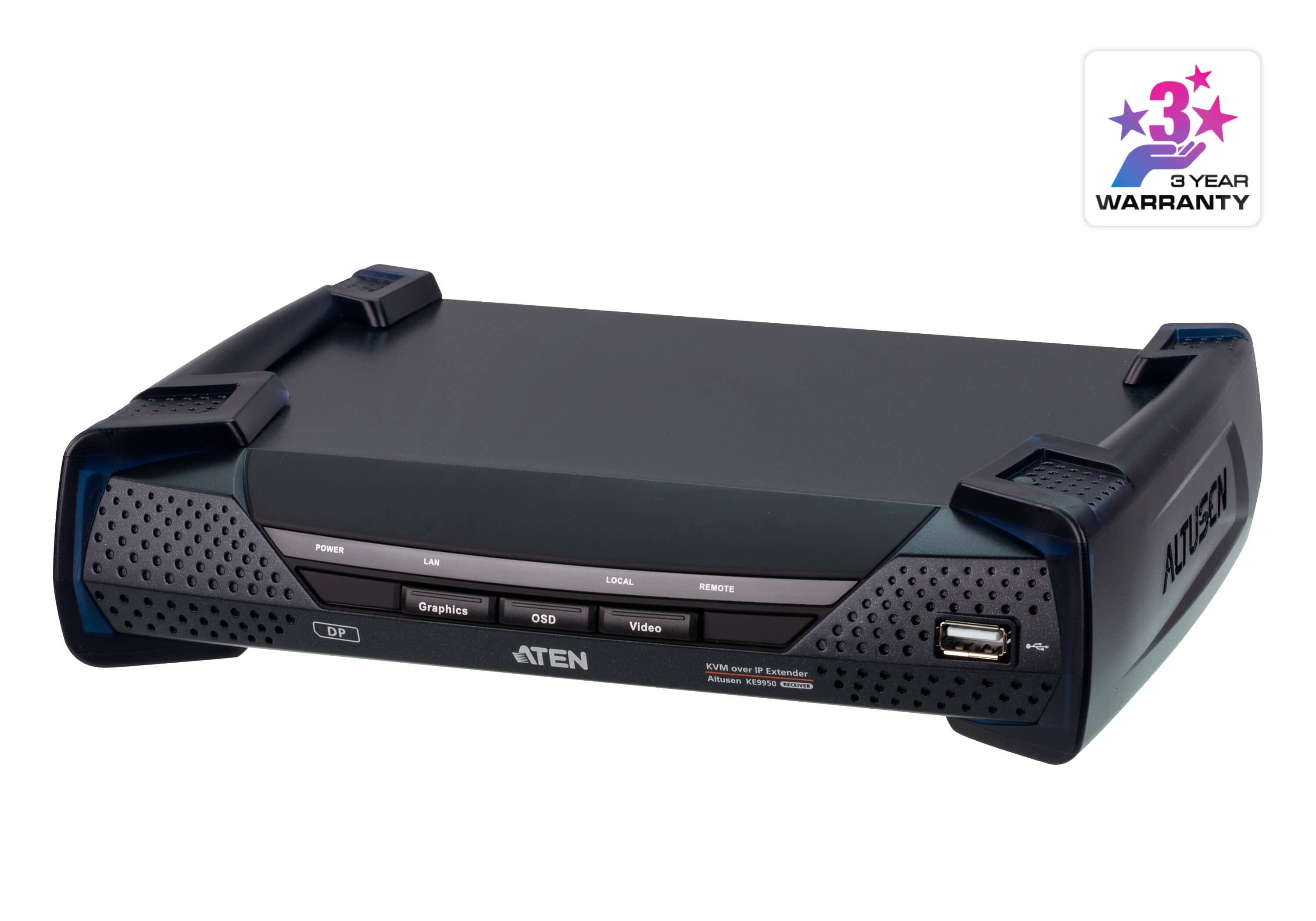 ATEN KE9950R KVM-over-IP Empfänger – DisplayPort, 4K (3840 × 2160) @ 30 Hz, bis 10 km (Cat5e), rackfähig