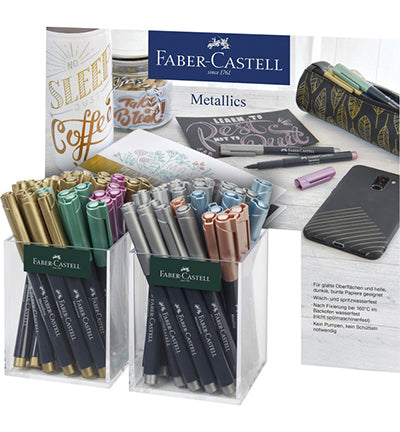 Faber-Castell Non-Permanent Marker Metallic – Rundspitze 1,5 mm – Sortiert – 60er-Set – Trocken abwischbar