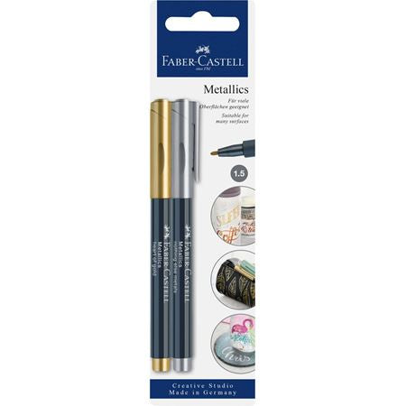 Faber-Castell Non-Permanent-Marker Metallic – Rundspitze 1,5 mm – Sortiert – 2er-Set