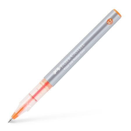 Faber-Castell Free Ink 348115 – Tintenroller, 0,7 mm, Orange, Kunststoff, Orange/Silber/Transparent
