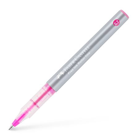 Faber-Castell Free Ink 348128 – Tintenroller, 0,7 mm, Pink, Kunststoff, Pink/Silber/Transparent