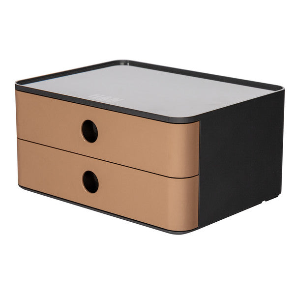 HAN SMART-BOX ALLISON Schubladenelement – 2 Schubladen, schwarz/braun, B 260 × H 125 × T 195 mm