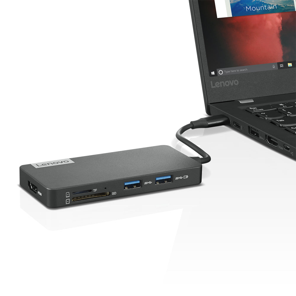 Lenovo GX90T77924 Multiport-Adapter – USB-C, 1× HDMI, 3× USB-A, SD/microSD, für Windows 10