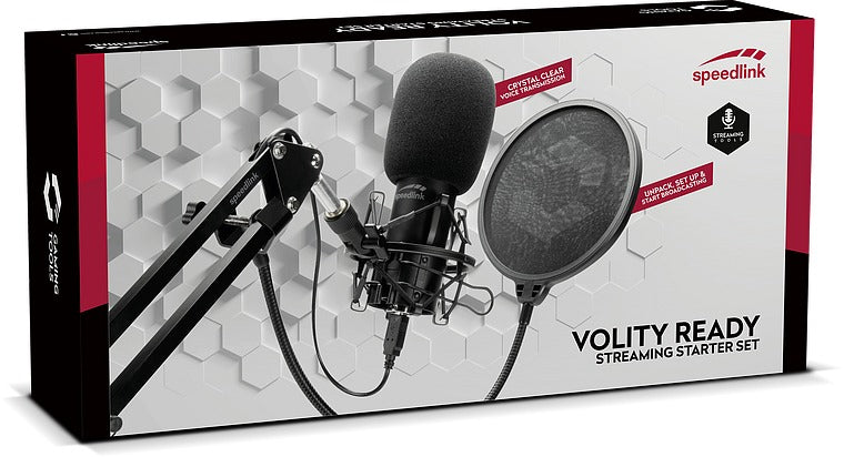 SPEEDLINK Volity Ready SL800010B – Mikrofon-Set, USB, Niere, Gaming, für Windows und andere, Schwarz