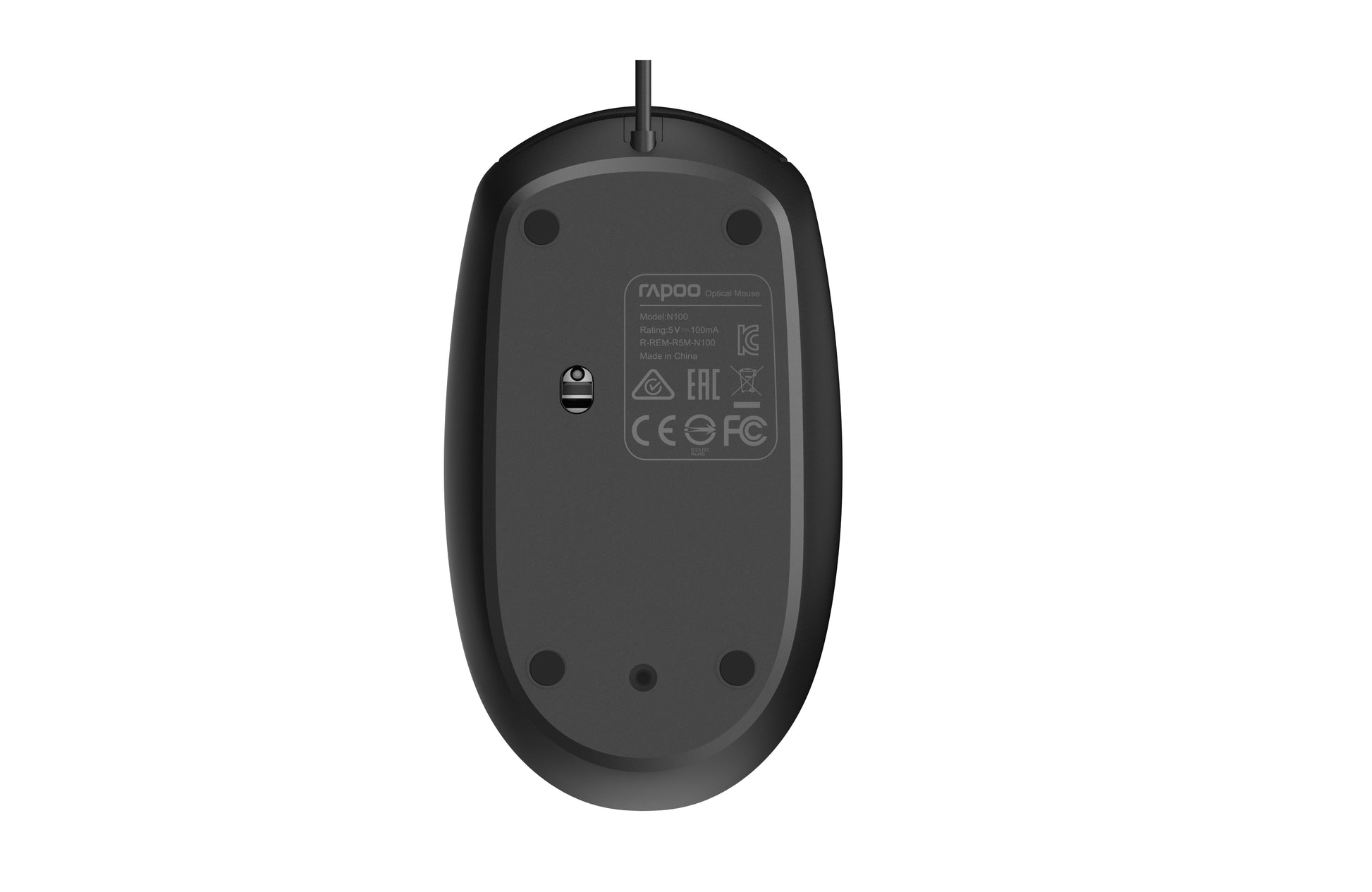 Rapoo N100 – Maus – Kabelgebunden (USB‑A), beidhändig, Schwarz