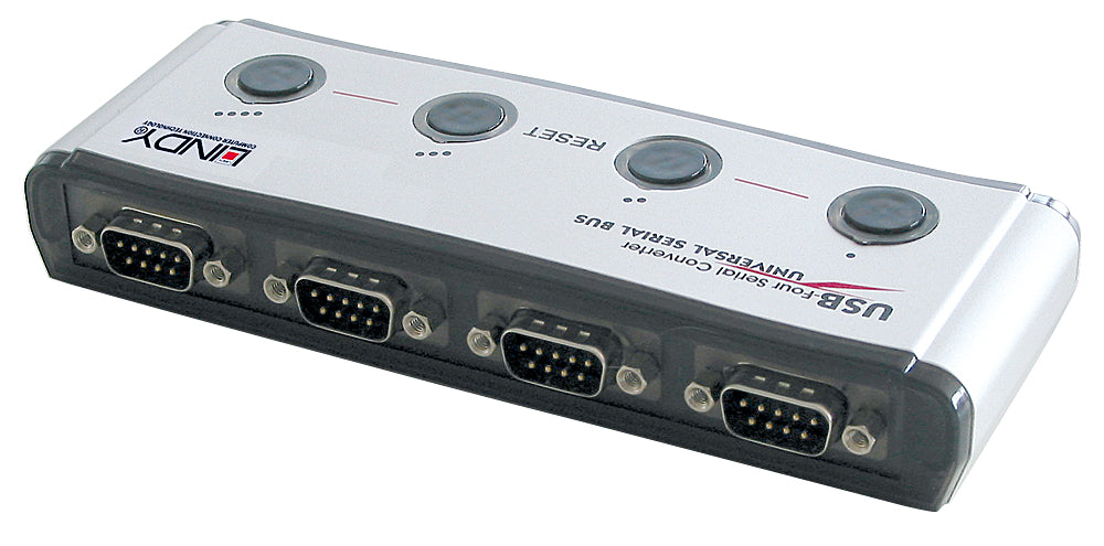 Lindy 42858 USB zu RS-232 Adapter – 4 Port, 921 Kbit/s, FTDI, USB 1.1 – für Windows/Mac