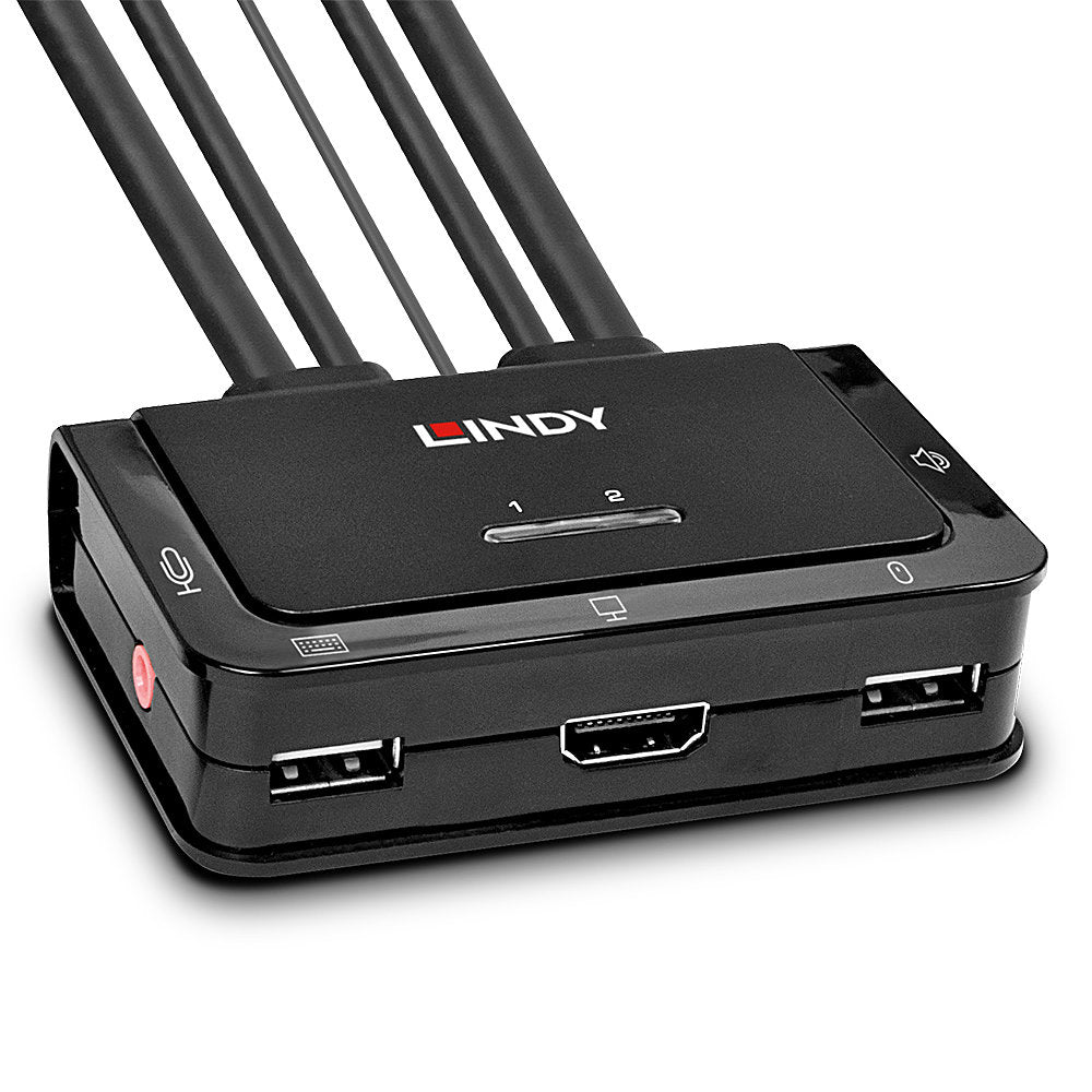 Lindy KVM-Switch 2×1, HDMI/USB 2.0, 10,2 Gbit/s, Audio