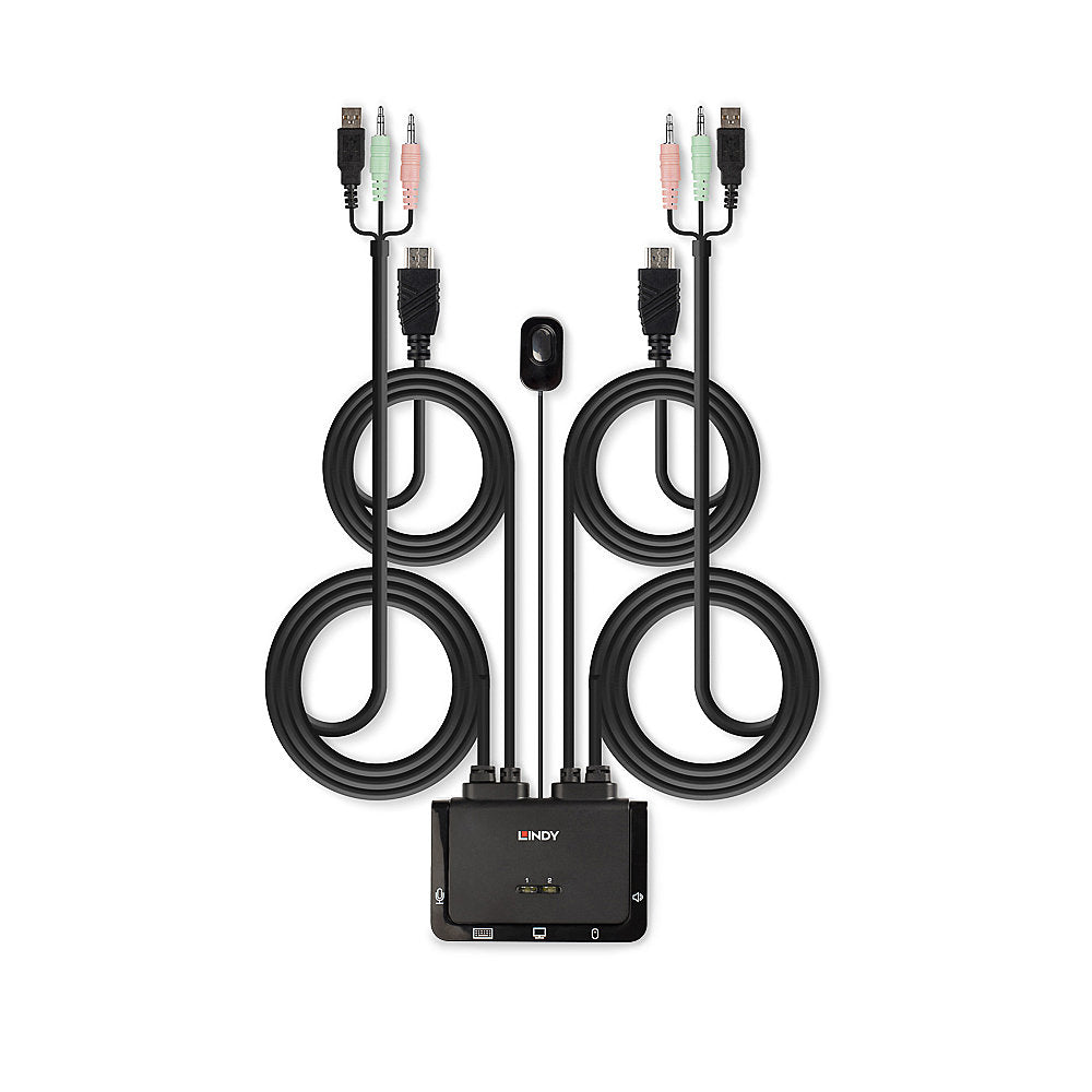 Lindy KVM-Switch 2×1, HDMI/USB 2.0, 10,2 Gbit/s, Audio
