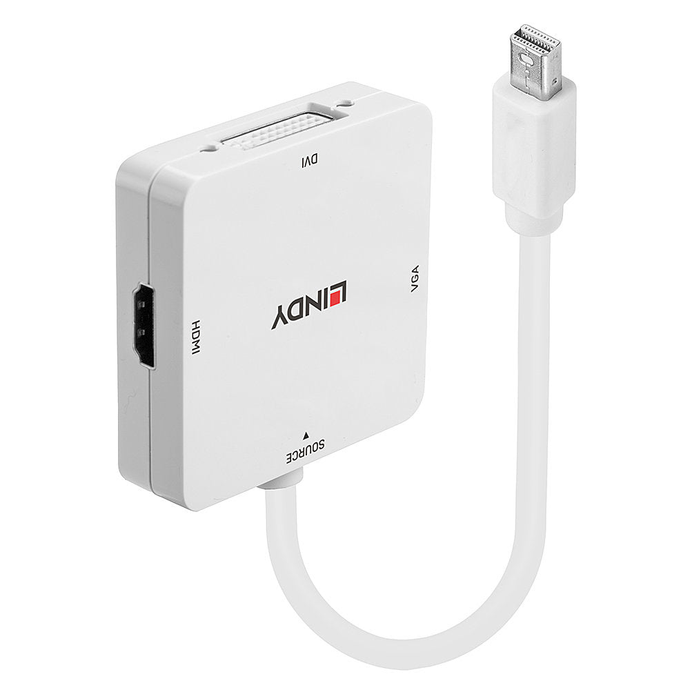 Lindy Mini DisplayPort Multiport-Adapter – HDMI 1.2 + DVI + VGA, 4K@30 Hz