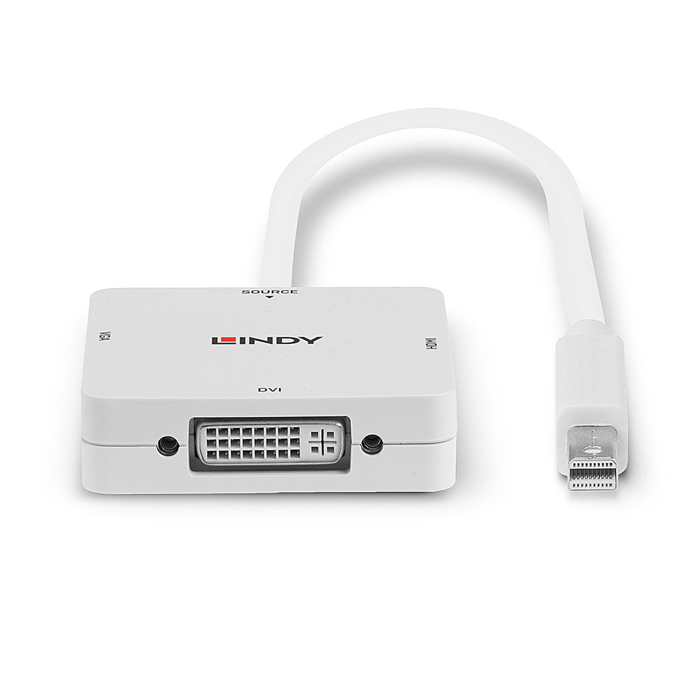 Lindy Mini DisplayPort Multiport-Adapter – HDMI 1.2 + DVI + VGA, 4K@30 Hz