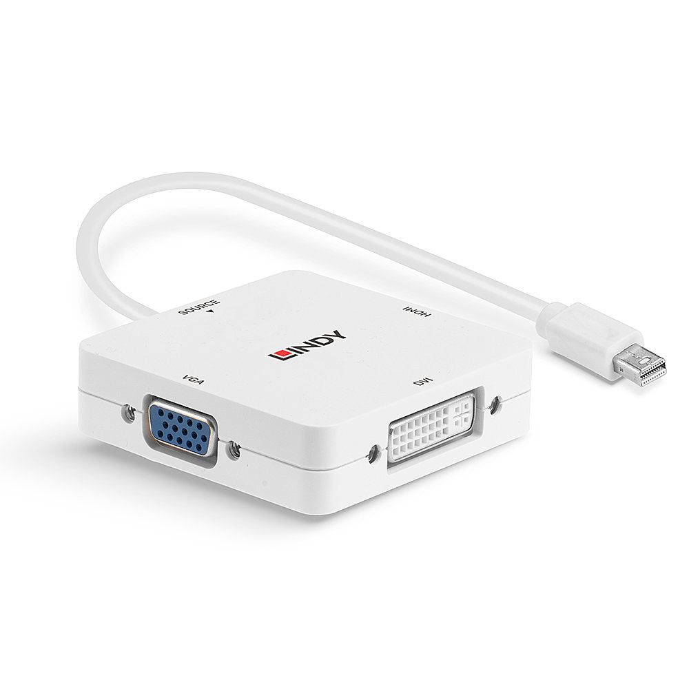 Lindy Mini DisplayPort Multiport-Adapter – HDMI 1.2 + DVI + VGA, 4K@30 Hz