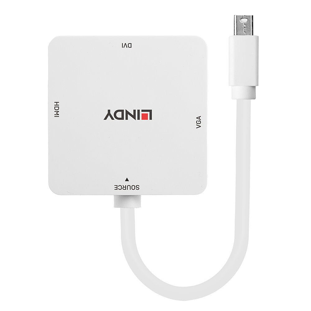 Lindy Mini DisplayPort Multiport-Adapter – HDMI 1.2 + DVI + VGA, 4K@30 Hz