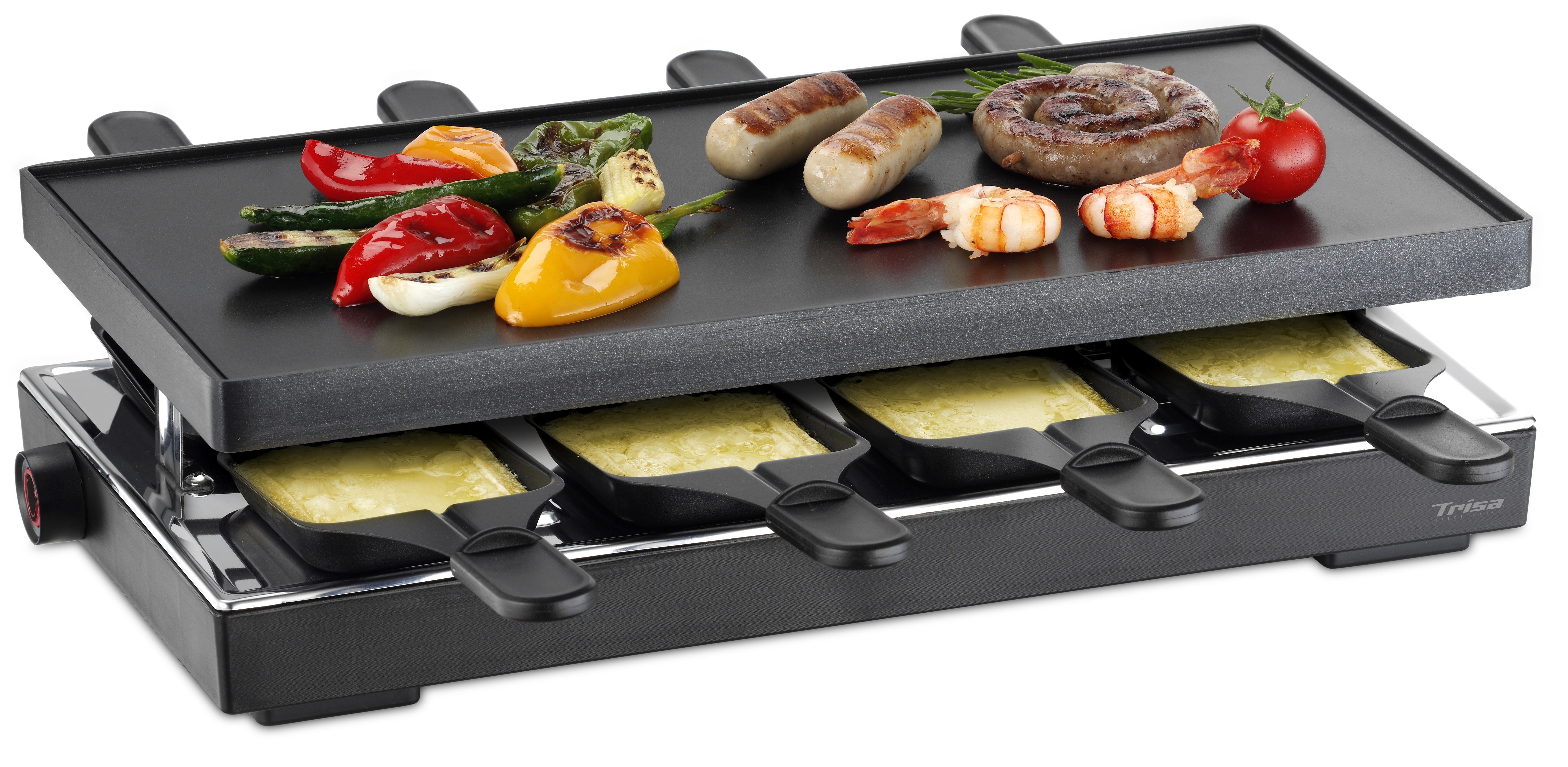 Trisa Raclette-Grill Style 8 – 8 Personen, 1200 W, Aluguss mit Antihaftbeschichtung – Schwarz