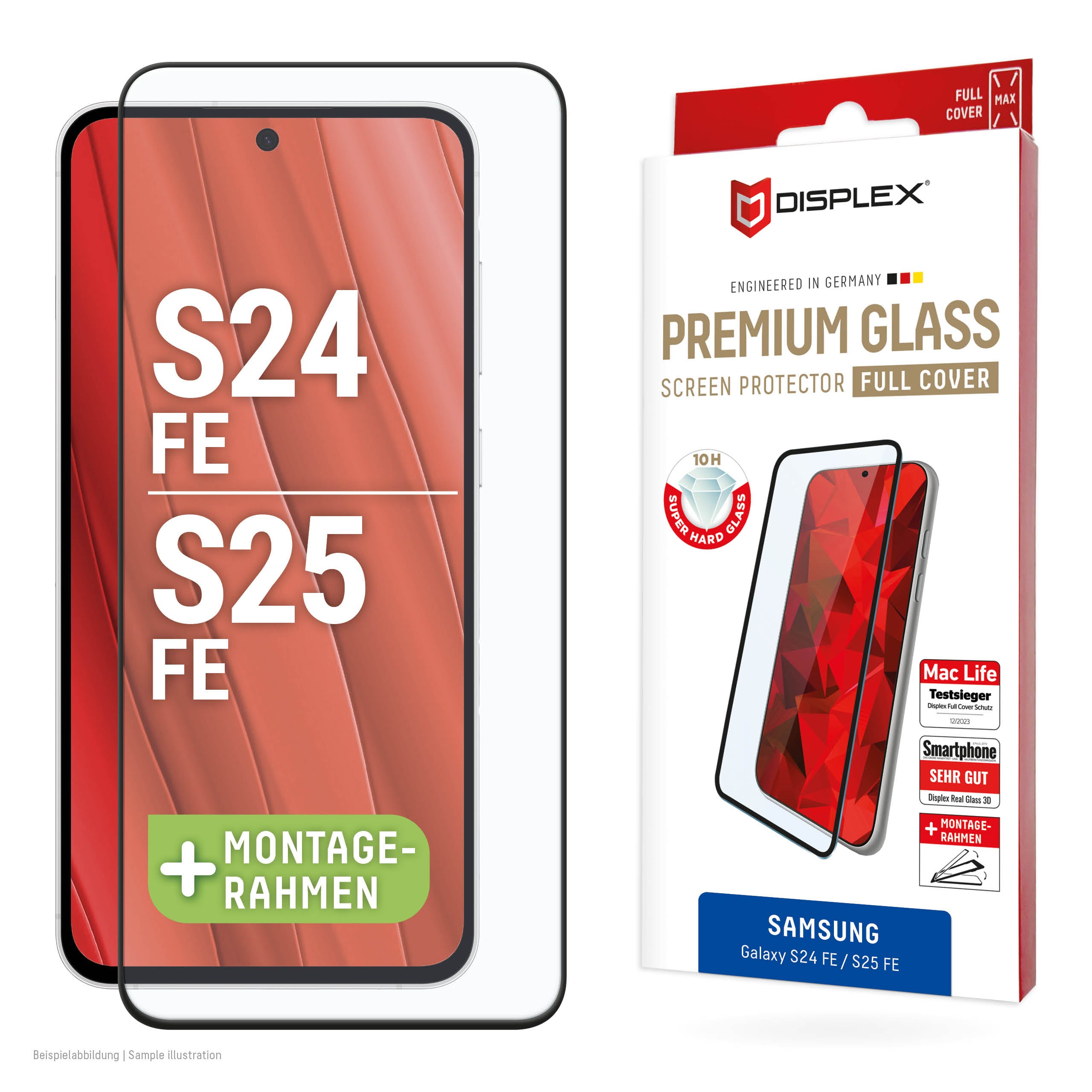 E.V.I. Displayschutz (Panzerglas), Full Cover – für Galaxy S25 FE/S24 FE – mit Applikator