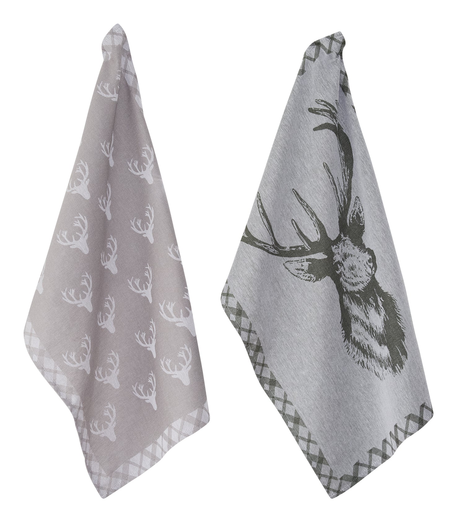 PAD Geschirrtuch Hirsch – Grau – 50 × 70 cm – Baumwolle – 2er-Set