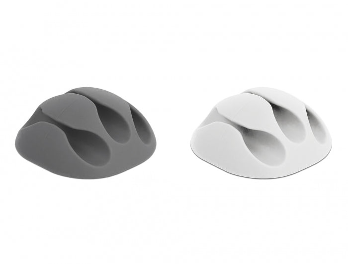 DeLOCK Kabelhalter, selbstklebend, 3 Durchführungen, für Kabel bis Ø 5 mm, Ø 35 mm, 6er-Pack – weiss