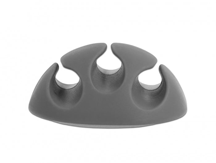 DeLOCK Kabelhalter, selbstklebend, 3 Durchführungen, für Kabel bis Ø 5 mm, Ø 35 mm, 6er-Pack – weiss