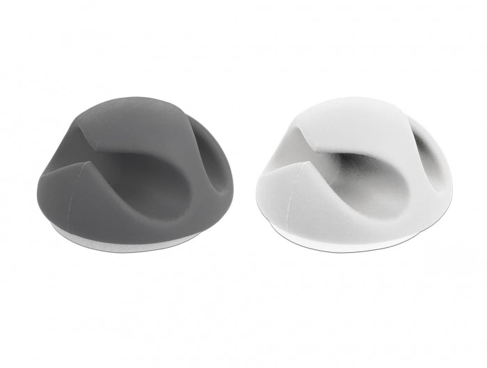 DeLOCK Kabelhalter – selbstklebend – TPR – weiss/grau – Ø bis 6 mm – 6 Stück