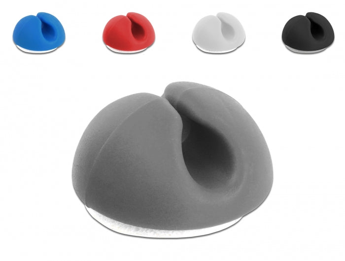 DeLOCK Kabelhalter – selbstklebend – TPR – weiss, schwarz, grau, blau, rot – Ø bis 3 mm – 10 Stück