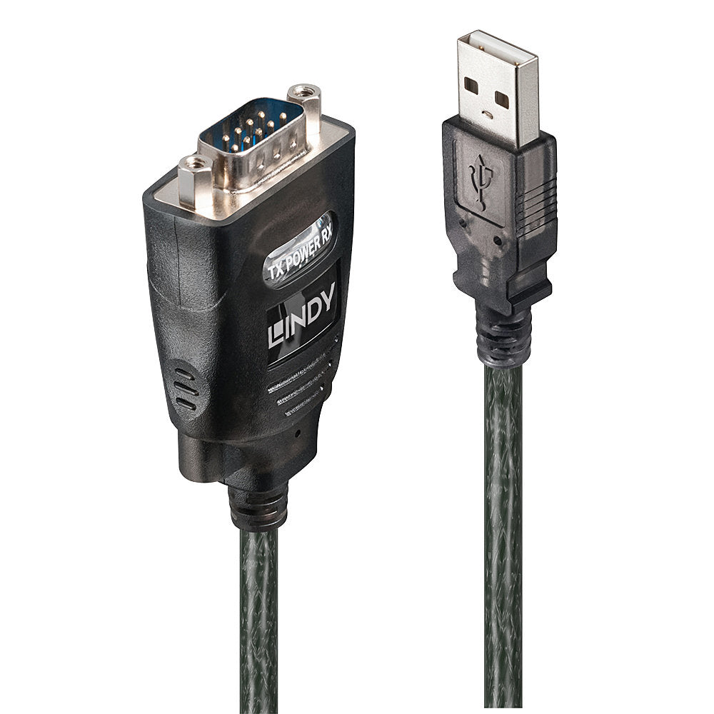 Lindy 42686 Seriell-Adapter USB-A zu RS-232 (DB-9) – RS-232, bis 230 kbit/s, 1,1 m, COM-Port-Retention