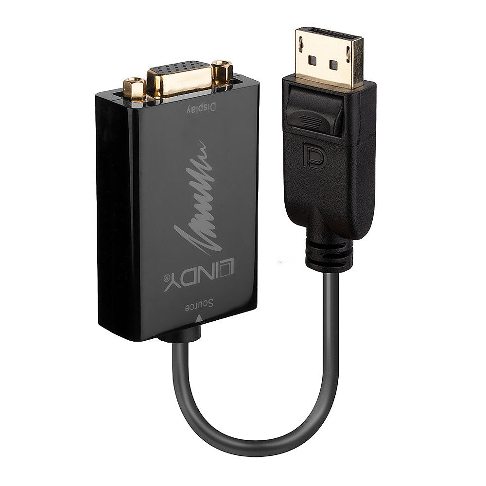 Lindy DisplayPort (Stecker) auf VGA (Buchse) Adapter, DP 1.2, 15 cm, passiv