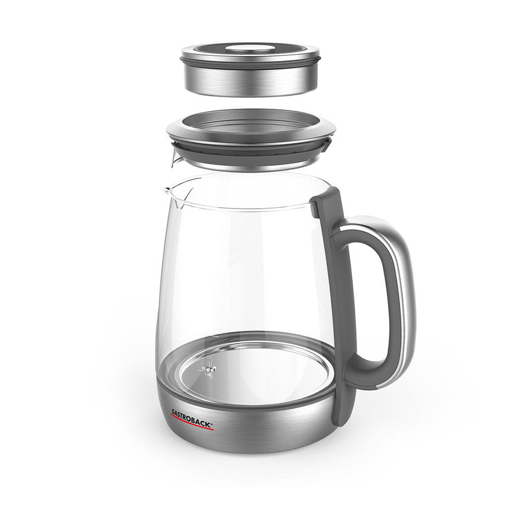 Gastroback Advanced 42440 – Tee- & Wasserkocher, 1,5 l, 2000 W, Glas/Edelstahl, Warmhalten, 360°-Basis