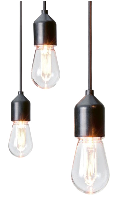 STT Lichterkette – 3 m, 10 LEDs – Warmweiss – 6 W – Netzbetrieb – Schwarz, Kunststoff