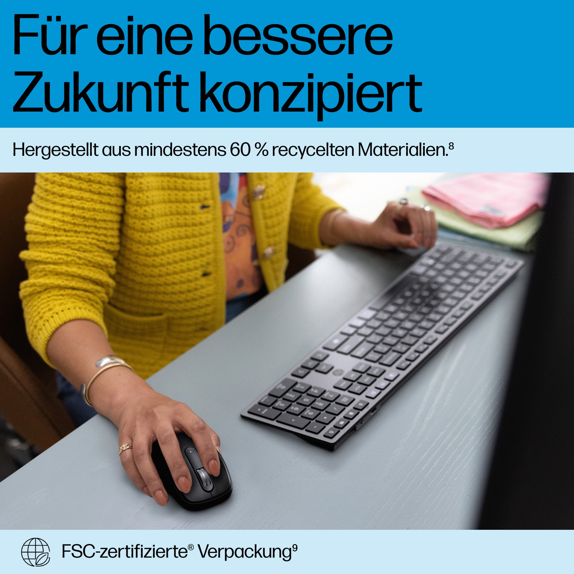 HP 725 Multi-Device Rechargeable – Tastatur – Bluetooth & 2,4 GHz (USB-A Empfänger) – Grau