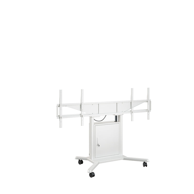 Hagor Digital-Signage-Stand für 46–65" Displays – 2 Monitore, motorisiert, höhenverstellbar, mit Rollen, abschliessbar