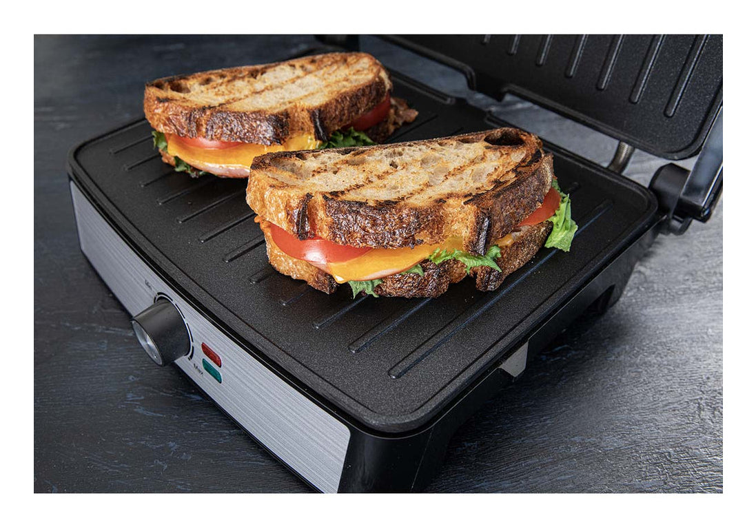 Gastronoma Tischgrill 18240001 – 29×23 cm Kochfläche, 2 200 W – Schwarz/Edelstahl