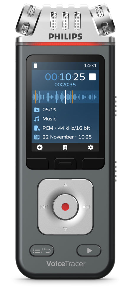 Philips VoiceTracer DVT8115 – Digitales Diktiergerät – 8 GB, mit Lautsprecher – Grau