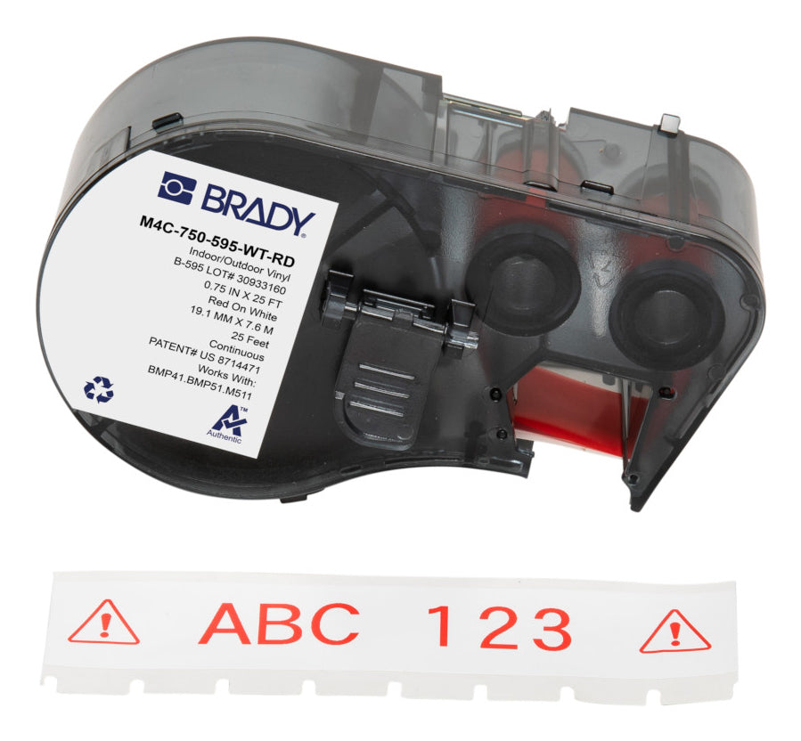 Brady Endlos-Etiketten 19 mm – Vinyl, Glanz – Permanent haftend – Thermotransfer – für Brady BMP-/M-Serie