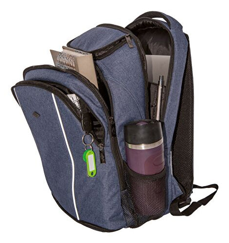 WEDO Schulrucksack Denim – für 15,6", 28 l, mit Tablet-Fach – Blau, 330 × 510 × 200 mm